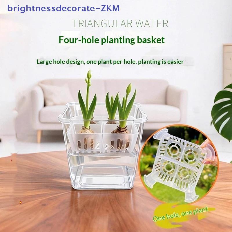[brightnessdecorate] ภาชนะ Hydroponic พร้อมตะกร้ารองรับระบายอากาศ Seed Hydroponic 4 หลุมกระถางดอกไม้ไร้ดินตกแต่งบ้าน [TH]
