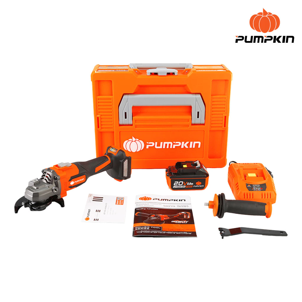 PUMPKIN เครื่องเจียร์ไร้สาย รุ่น INF-46AGCB-501K ปรับรอบได้ 4" ครบชุด50279 ตัวเปล่า50287 ลูกหมู เครื่องขัด