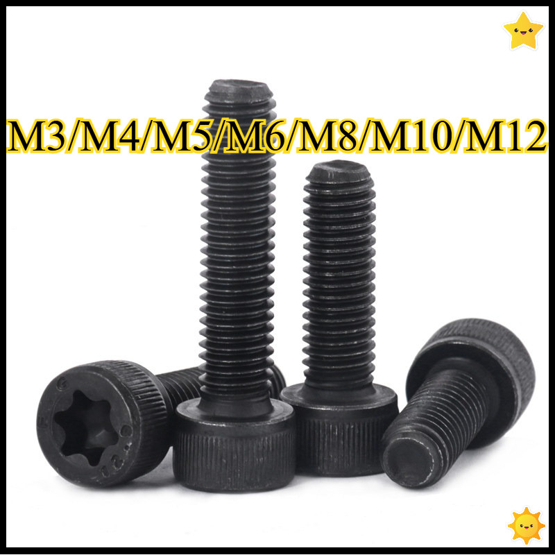 สีดำ น็อต สกรู หัวจม ช่องขัน ดาว ท็อกซ์ สแตนเลส 304 เกลียวมิล ระดับ 12.9  M3/M4/M5/M6/M8/M10/M12 （FU
