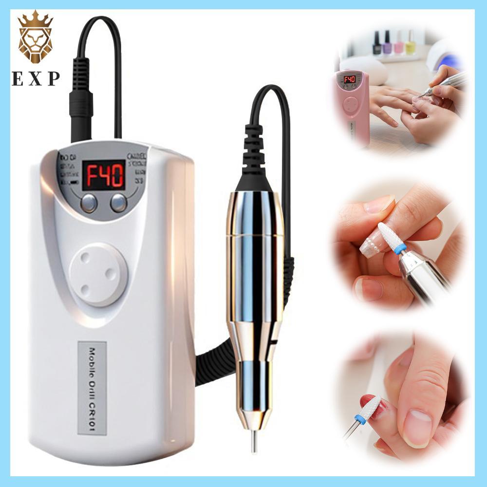 [explosion1.th] สว่านเล็บ DIY ไฟฟ้าพร้อม Bits Kit Efile ไร้สายสําหรับร้านทําเล็บ (สีขาว)