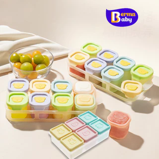 Berma Baby กล่องเก็บอาหารเด็ก ซิลิโอน PP แบ่งส่วน ไม่ปนกลิ่น บล็อคซิลิโคนเก็บอาหาร