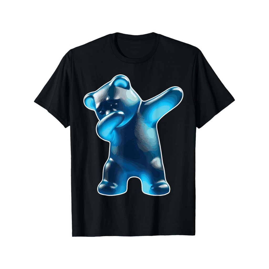 Gummy Bear, Blue Gummy Bear, Dabbing Gummy Bear เสื้อยืดผ้าฝ้ายพิมพ์ลาย