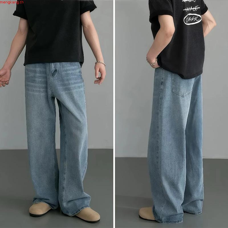 Baggy Jeans 10 สี กางเกงยีนส์ผู้ชายขากว้าง ไซลินไดรต์ พอดี คอปกปานกลางพอดีเก็บอย่างดี
