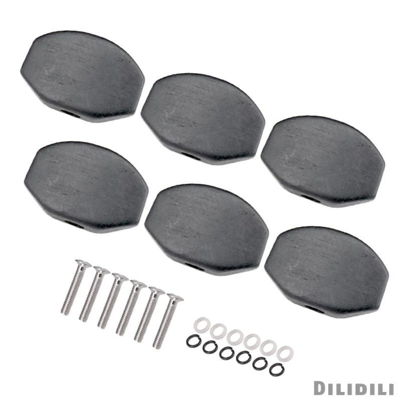 [Dilidili] 6 ชิ้น Ebony Wood Knobs Caps สําหรับเครื่องมือกีตาร์โปร่งหมุดปรับแต่ง