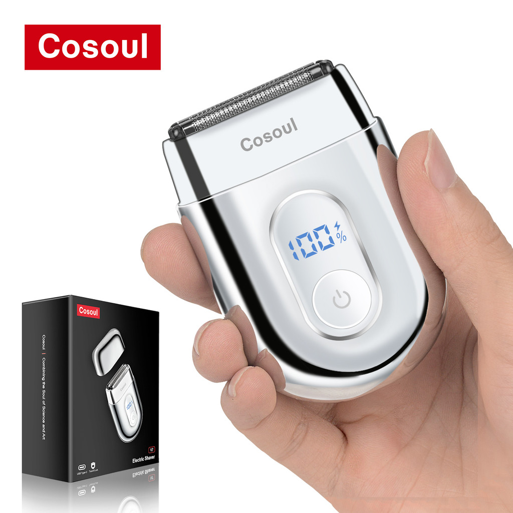 Cosoul โคโซล เครื่องโกนหนวดไฟฟ้าแบบพกพาเครื่องโกนหนวดขนาดเล็กสําหรับผู้ชายมินิมีดโกนเครา ที ริมเมอร์ ฟอยล์เครื่องโกนหนวด3ใบมีดกันน้ําเดินทางเครื่องโกนหนวดของขวัญวันเกิดสําหรับสามีแฟน