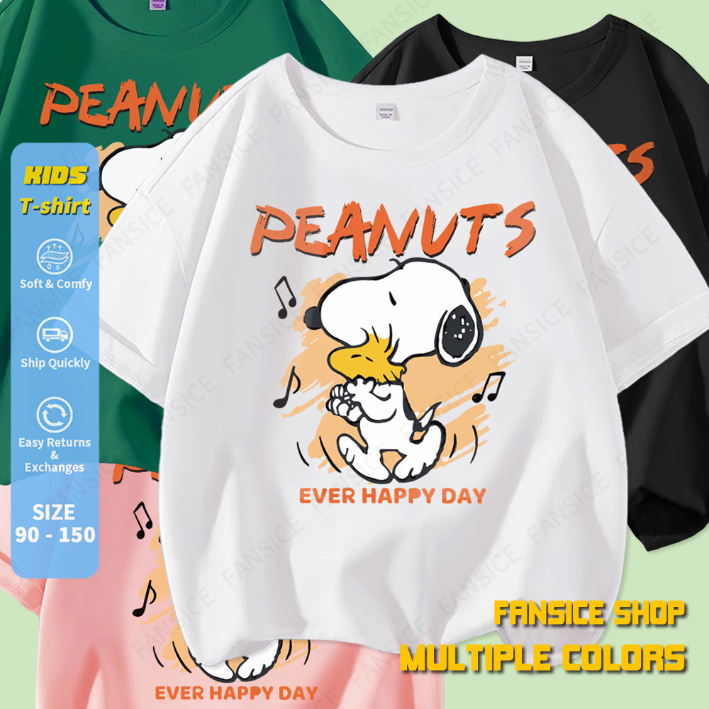 เสื้อเด็กชายลาย Snoopy ผ้าฝ้ายนุ่มพิเศษ ระบายอากาศดี แขนสั้น เบาสบายสุดๆ ทนทาน ลายเอกสิทธิ์ สินค้าพร้อมส่ง COD (หลายสี)