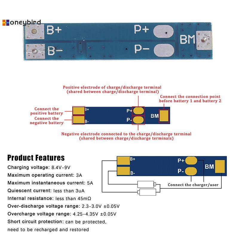 Honeybird 2S 5A/7.4V 8A/ 8.4V 18650 Charger Board BMS Over Charge-Discharge Protection Module Nice
