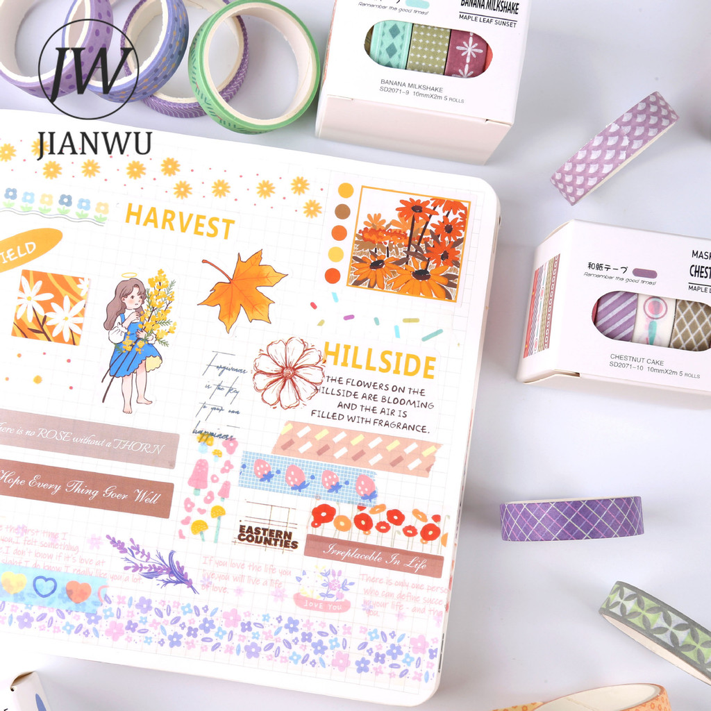 JIANWU 5 ม้วน/เซ็ต Maple Sugar Sunset Series Kawaii รูปที่ 4