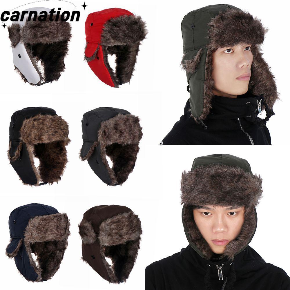 CARNATION Winter Cap Plush Hood Aviator Hat with