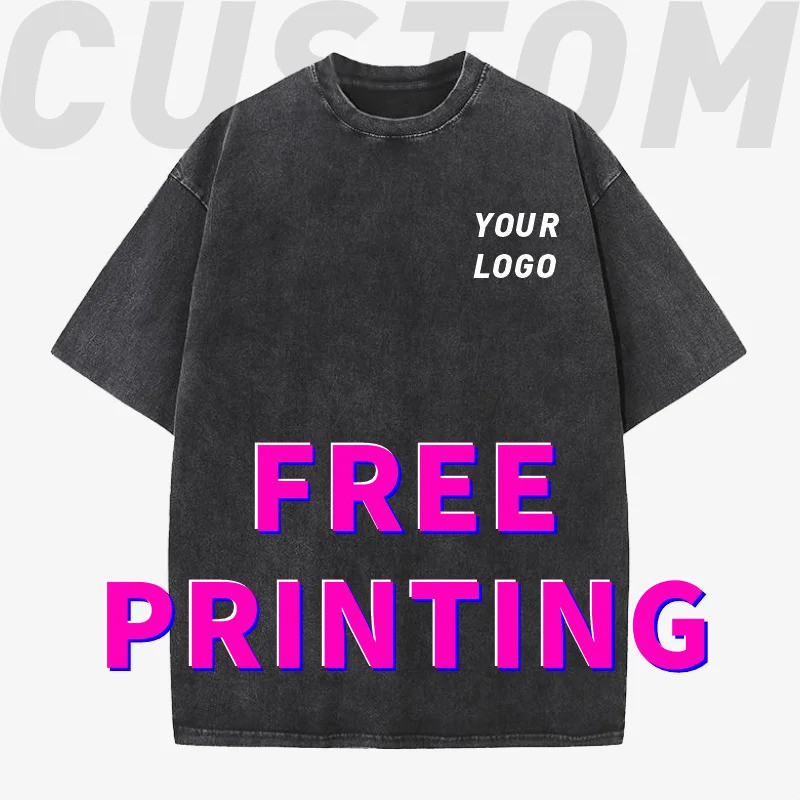 รับทำเสื้อยืดตามสั่ง พิมพ์โลโก้และภาพฟรี เสื้อผ้าดีไซน์เก่า 100% ผ้าฝ้าย เสื้อเชิ้ตวัฒนธรรม เสื้อทำงานผู้ชายและผู้หญิง