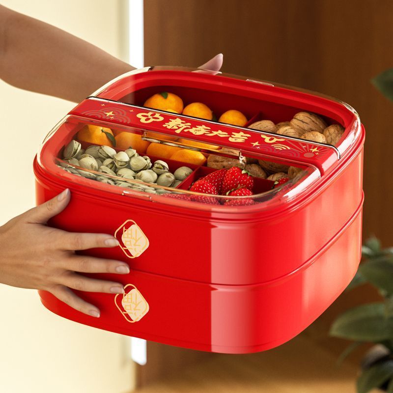 果盘家用客厅茶几糖果盒干果盒干果收纳盒结婚水果盘坚果盘糖果盘2.1Fruit Plate for Home Liv Room Coffee Table Candy Box Dried Fruit Bo