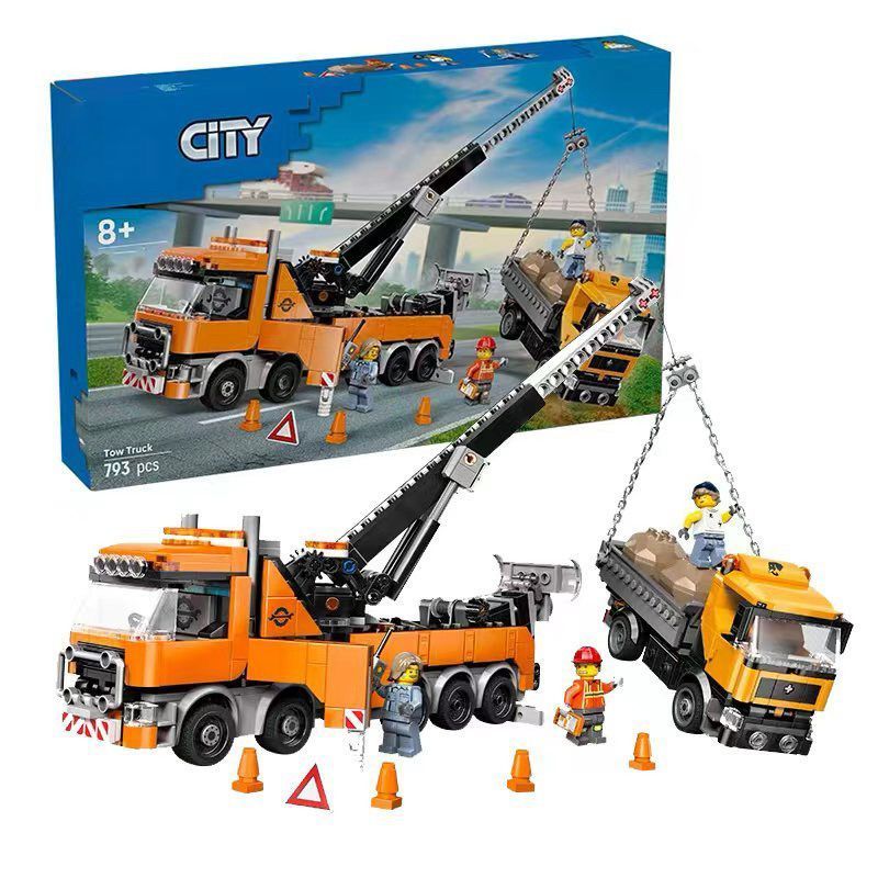 เข้ากันได้กับเลโก้ซิตี้ซีรีส์ 60467 หนักทาวเวอร์แขวนรถพ่วงกู้ภัยเด็กประกอบอาคารบล็อกของเล่นของขวัญ