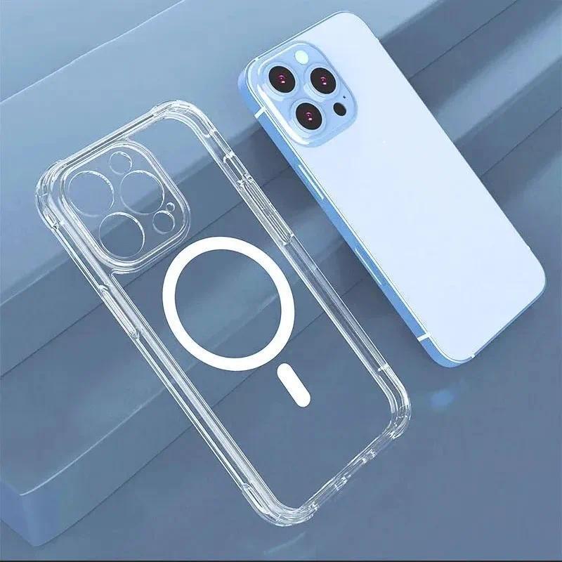 เคสโทรศัพท์ซิลิโคนใสเหมาะสําหรับiPhone 17 16 15 14 13 12 Pro Max Plus Drop-proof iPhone 15 Proแม่เหล