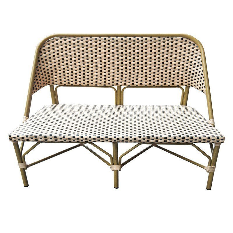 เลียนแบบอลูมิเนียมหลอด Braided Park เก้าอี้รับประทานอาหาร sp-oc521 หวาย Double Outdoor Cafe Bench ไม