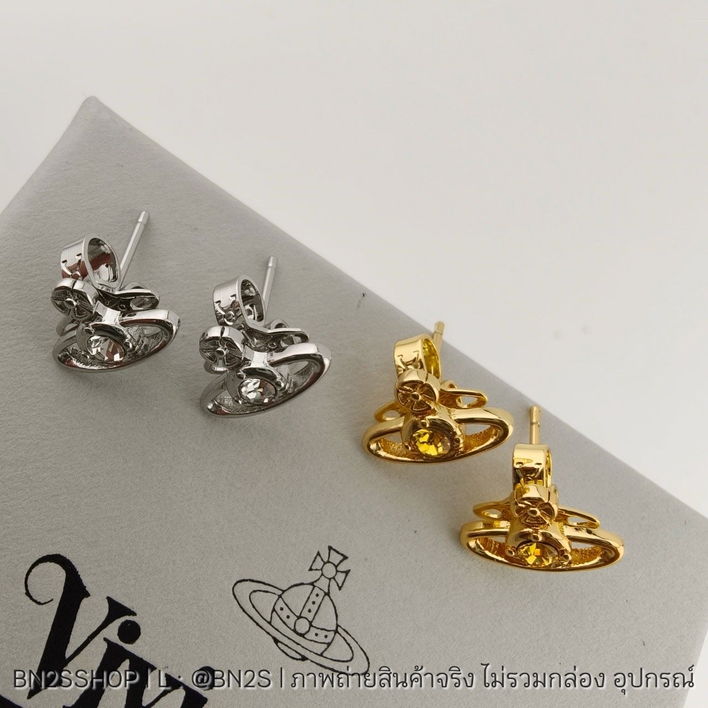 [ออริ] VW nano solitaire earrings ต่างหูสตั๊ดขนาดเล็ก ประดับเพชร เม็ดเล็ก สีเงิน ทอง พร้อมส่งที่ไทย (ออริ)