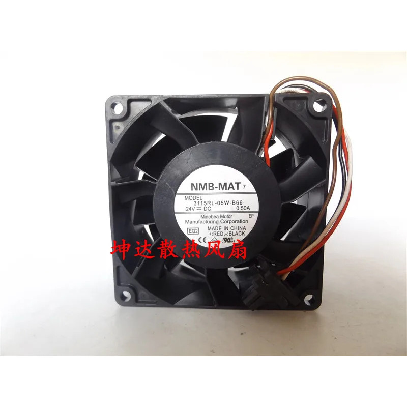 NMB 3115RL-05W-B66 EQ2 DC 24V 0.50A 80x80x38 พัดลมระบายความร้อนเซิร์ฟเวอร์ 4 สาย