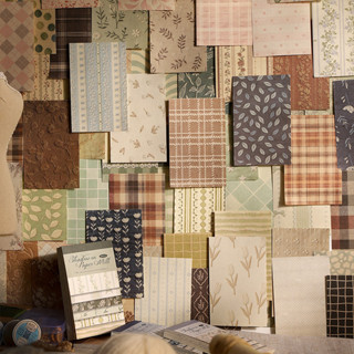 เฮ้ 50 ชิ้น [กระดาษโรงสีผ้าเงาชุด] วินเทจตาหมากรุกที่มีน้ําห…