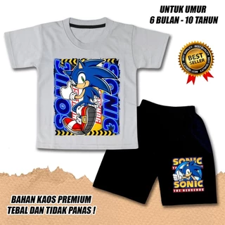 【จัดส่งไทย】ชุดเซ็ต 2ชิ้น BOB BOYS SHORT SLEEVE SUITS GIRLS เสื้อยืด SONIC 2 COTTON DTF CLN สีดํา