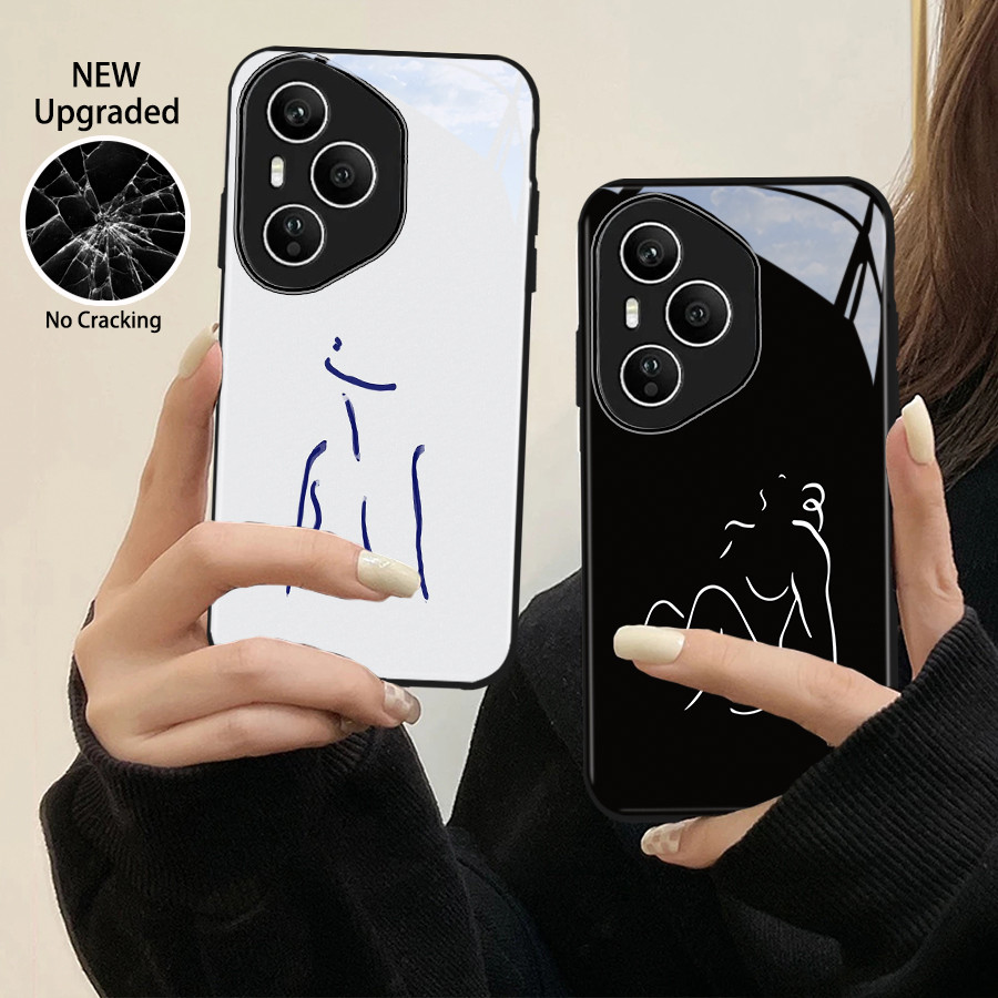 บทคัดย่อสายคู่สําหรับ Honor 400 Pro 400 Lite 5G อะคริลิคเคลือบเงาเคสโทรศัพท์