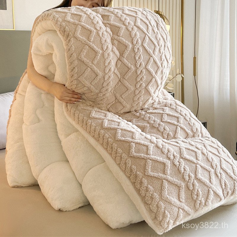 ขนแกะแกะฤดูหนาวหนาฤดูหนาวหอพักผ้าห่มนมฤดูใบไม้ผลิฤดูใบไม้ร่วงแกนผ้านวมฤดูหนาวหนาอบอุ่นผ้านวมเดียวผ้า