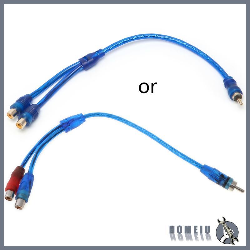 HOMEIU รถ MP3 o RCA 1 ชาย 2 หญิง Y Splitter Cable อะแดปเตอร์สายไฟ