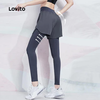 Lovito แคชชวล เล็กกิ้งสปอร์ต 2-In-1 เส้นโครงสร้าง ยกก้น แช่แห้งเร็ว อบแห้ง อบรมการออกกำลังกาย LNL59032
