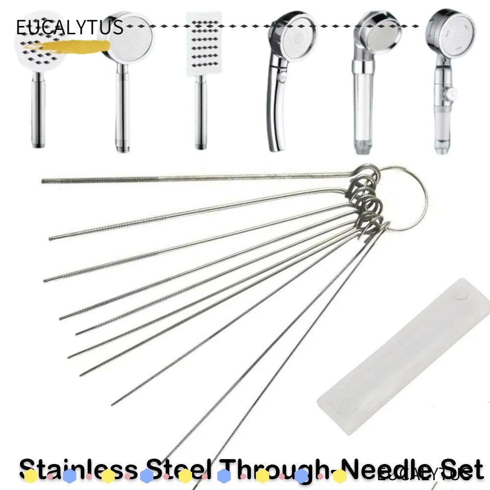 EUCALYTUSTH 10 ชิ้น/กล่องสแตนเลสผ่านเข็ม,ฝักบัวทําความสะอาดเครื่องมือหัวฝักบัวสแตนเลสเข็มแปรงชุด,ขุด 0.4-1.6 มม.หัวฝักบัวแปรงทําความสะอาด