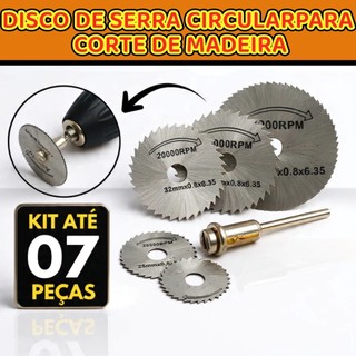 Jogo 7 Peças de aço Mini Disco Corte Serra Micro Retífica Furadeira Alta Resistência