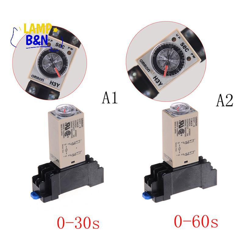 [B&N] 220V H3Y-2 Power On Time Relay Delay Timer 0-30s/60s DPDT & Base Soet [ใหม่]