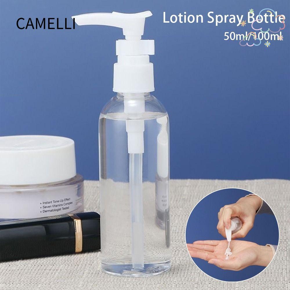 CAMELLI 1 ชิ้น Dispensing Container, Travel 50ml/100ml ขวดสเปรย์โลชั่น, เครื่องสําอางแบบพกพาสูญญากาศ