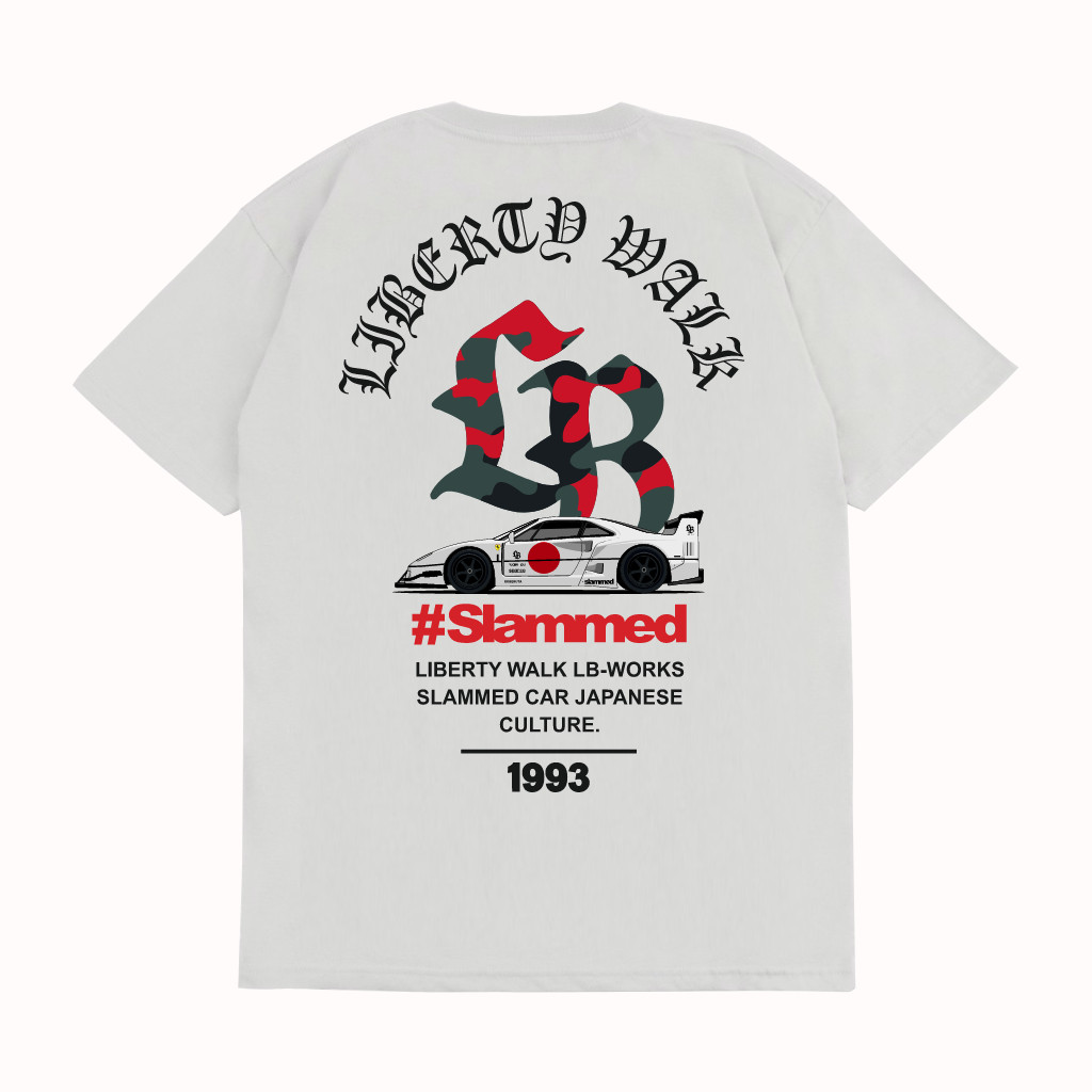 เสื้อยืดผ้าฝ้ายสำหรับทั้งผู้ชายและผู้หญิง ออกแบบในสไตล์ Ferrari F40 Liberty Walk