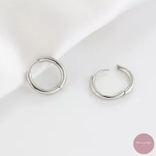 ต่างหูเงิน ทรงกลม 1 คู่ หนา 2 mm. ขนาด 8 / 10 / 12 mm. แบบยูนิเซ็กส์ ใส่ได้ทั้งญ/ช สไตลมินิมอล เกาหลีเกาใจ เครื่องประดับ