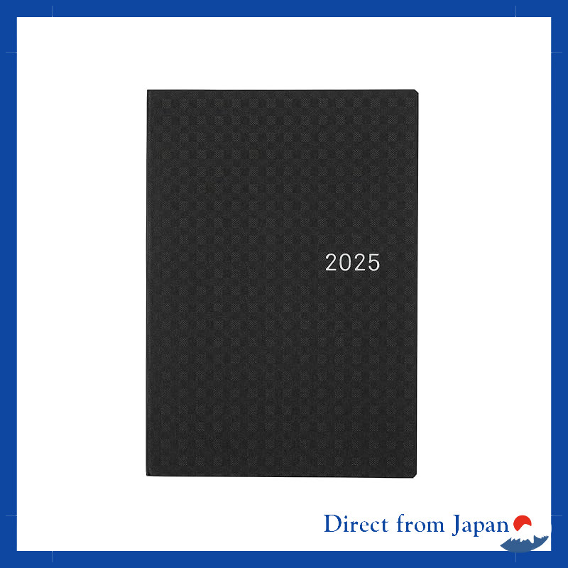 Hobonichi Techo 2025 HON Paper Series - Black Gingham [A6/1 Day 1 Page/January/Monday Start]