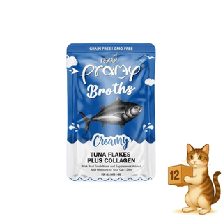 (ยกโหล 12 ซอง) Pramy Broths พรามี่ ซุปแมว สูตรซุปใสและซุปครีม กลิ่นน่าทาน สะดวกทุกมื้อ ขนาด 40 กรัม