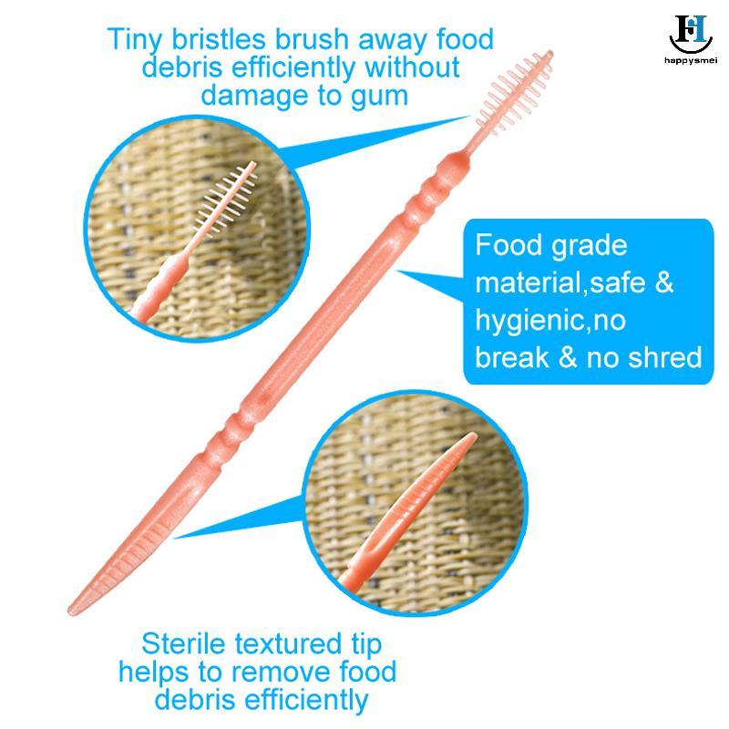[GA] 100 ชิ้น/กล่อง Double Head Floss Inter Toothpi Brush Tooth Sti Oral Care Toothpis Floss Pi [TH]