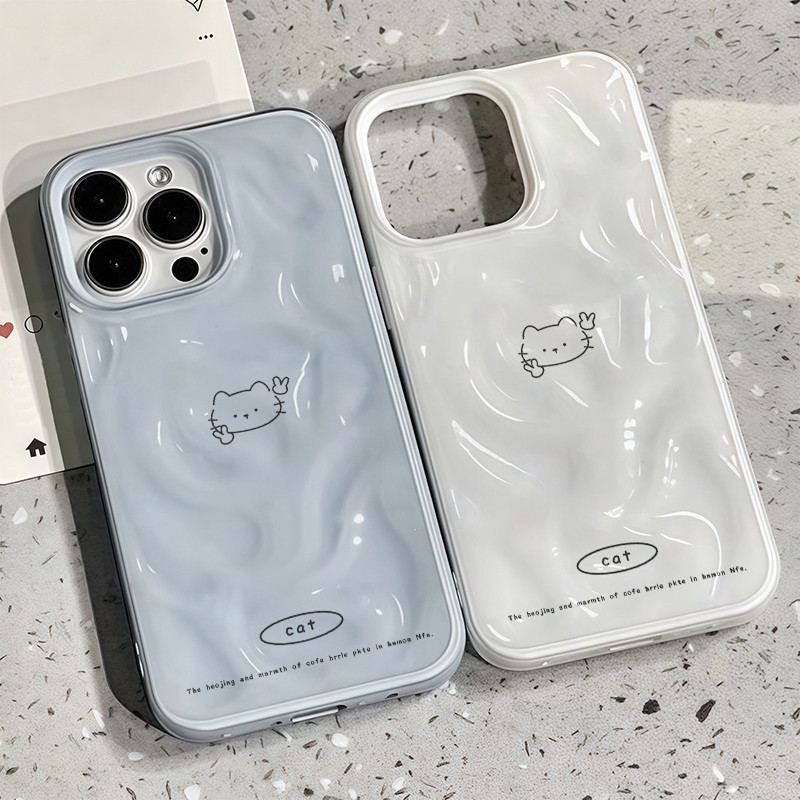เคสรอยย่นเหมือนอุกกาบาตลายแมวการ์ตูน ม้า2026 น่ารัก สำหรับ IPhone 17 16 11 13 15 14 12 Pro Max 6 7 8 6s 16 15 14 Plus