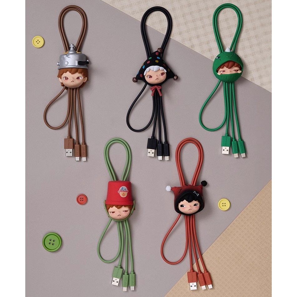 [ของแท้] POPMART HIRONO Echo 2 in 1 Cable Blind Box Mobile Phone Data Cable