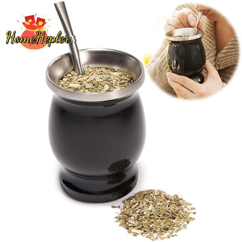 HomeHepler Yerba Mate Gourd Set Double-Wall Stainless Steel Mate Tea Cup and illa Set ใหม่