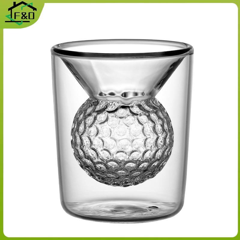 F&O 50ml Clear Tea Water Ice-cream แก้ว Borosilicate Thien สูงถ้วยแก้วรูปลูกกอล์ฟแก้วคู่ Shot แว่นตา
