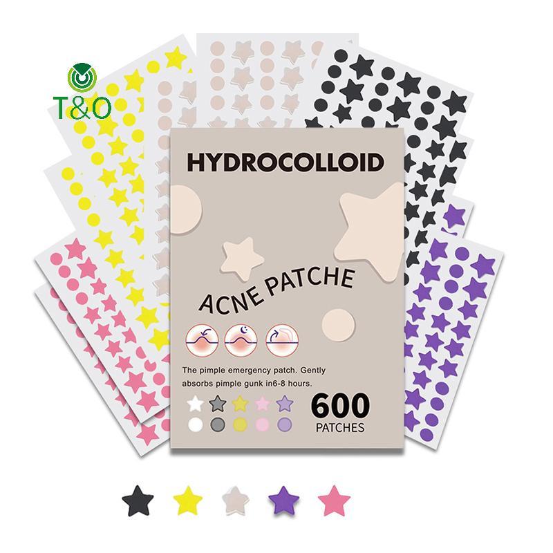 T & O 600 ชิ้น/เซ็ต Star Pimple Patch สิวที่มีสีสันที่มองไม่เห็น Skin Care Stiers คอนซีลเลอร์ Face S