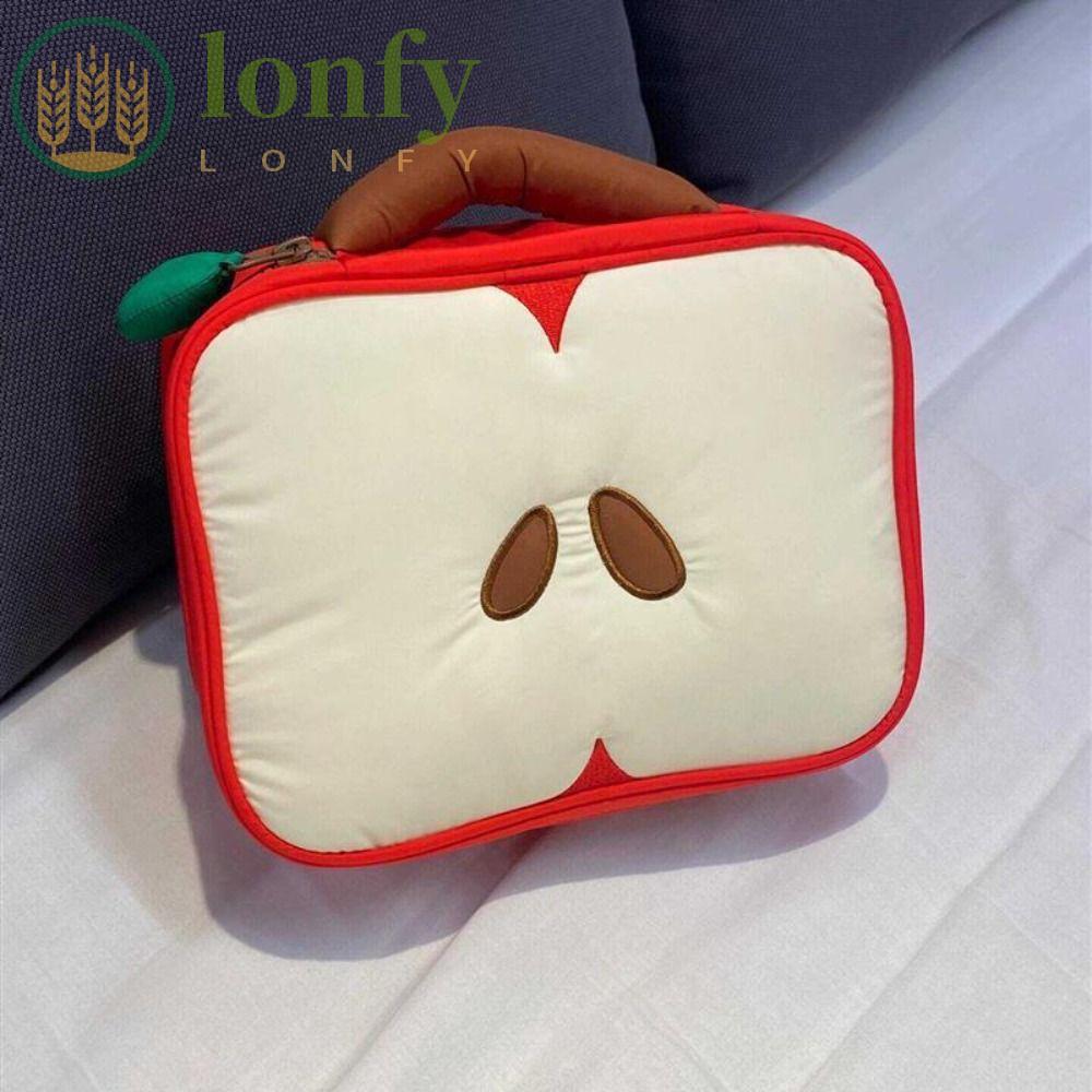 LONFY กระเป๋าใส่อุปกรณ์อาบน้ําสําหรับเดินทางน้ําหนักเบาพร้อมช่องกระเป๋าแต่งหน้าลายน่ารักขนาดใหญ่แบบพ