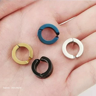 ต่างหู ไม่ต้องเจาะหู ตุ้มหู | N..H | Punk Style Steel Men Women Round Ear Clip No Piercing Earrings