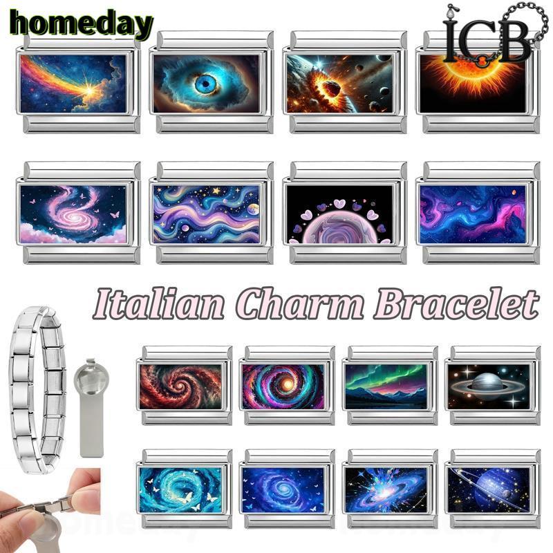 Starlit Sky Universe Design สร้อยข้อมือสแตนเลส 9 มม. DIY เครื่องประดับและตกแต่ง