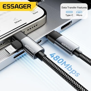 Essager 65W อลูมิเนียมอัลลอยด์ Type C ถึง L+ C สาย 2 in 1 อะแดปเตอร์สายไฟชาร์จเร็ว USB2.0 480Mbps สําหรับทั้งอุปกรณ์ Type-C และ iP