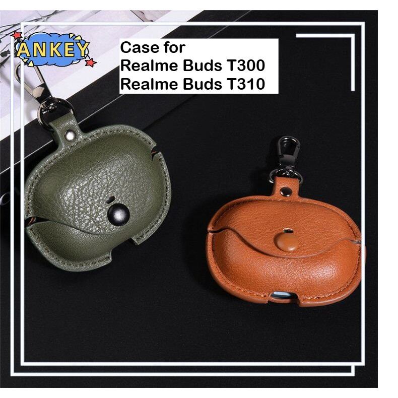 Case for Realme Buds T300 / Buds T310 Earphone Case PU Leather Buckle Dust-proof Cover Cases
