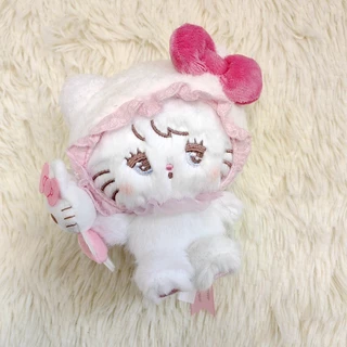 น่ารัก Sanrio X Cat Series Plushine ของเล่น Hello Kitty Cinnamoroll Kuromi ตุ๊กตาพวงกุญแจกระเป๋าจี้เด็กของขวัญ