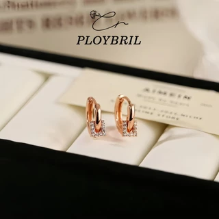 PLOYBRIL ต่างหูเพชร Small Cube ต่างหูแฟชั่น ตุ้มหูห่วง ต่างหูเงิน ตุ้มหูเงิน E009