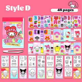 GeeToy 4PCS Mini Dress Up สติกเกอร์ระบายสีน่ารักการ์ตูนวาง DIY สติกเกอร์สร้างสรรค์กระดาษตุ๊กตาของเล่นเพื่อการศึกษาสําหรับเด็ก