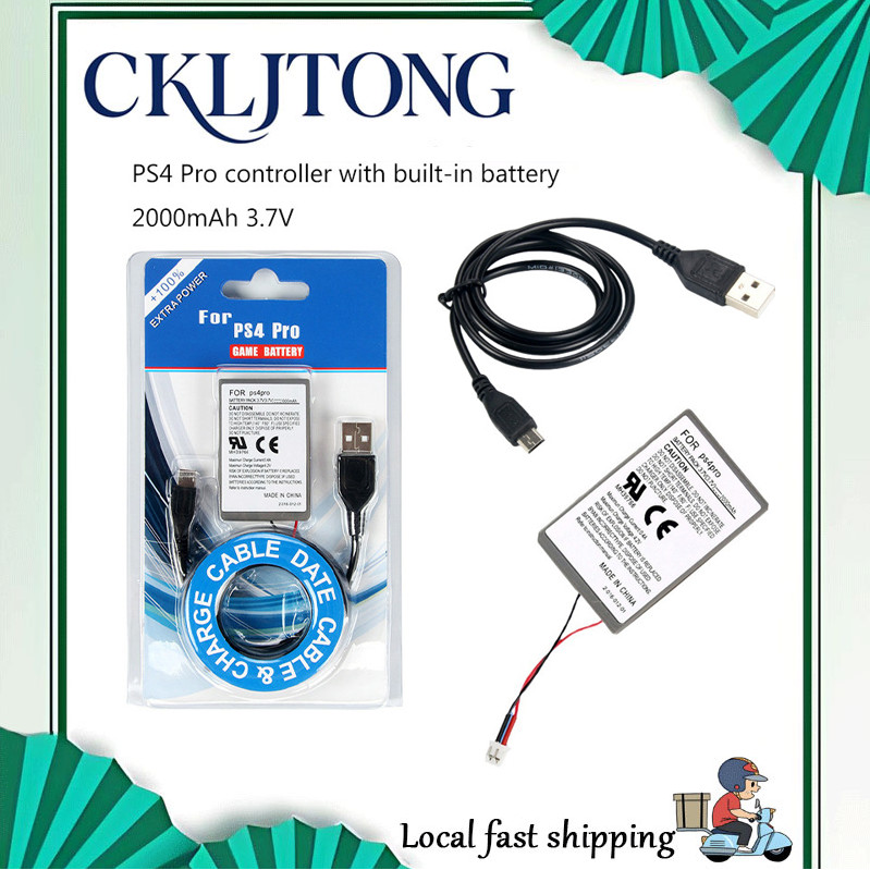 เหมาะสําหรับแบตเตอรี่ควบคุมไร้สาย PS4 Pro Gen2/ พร้อมสายชาร์จ USB (2000mAh 3.7V)