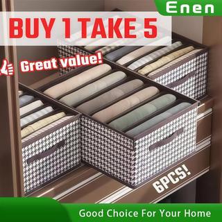 【BUY 1 TAKE 5】Thousand Bird Check Striped Storage Box Containers For Organizing Clothing Foldable